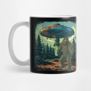 Bigfoot and UFO Flying Saucer Mug